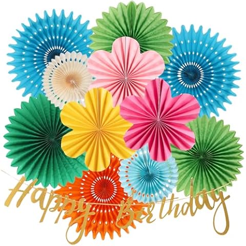 PAPER JAZZ Hanging Flowers Paper Fans Birthday Party Decorations Happy Birthday Banners Schoolgirl Classroom Decor Sets Classroom Wall Decor Ceiling Fans Decorations Cover