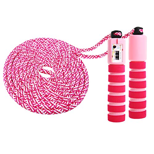 KONVINIT Cuerda para Saltar para niños Skipping Rope Ajustable ,Saltar la Cuerda Mango de Espuma para el Juego Escolar o Actividad al Aire Libre,Rosado Cover