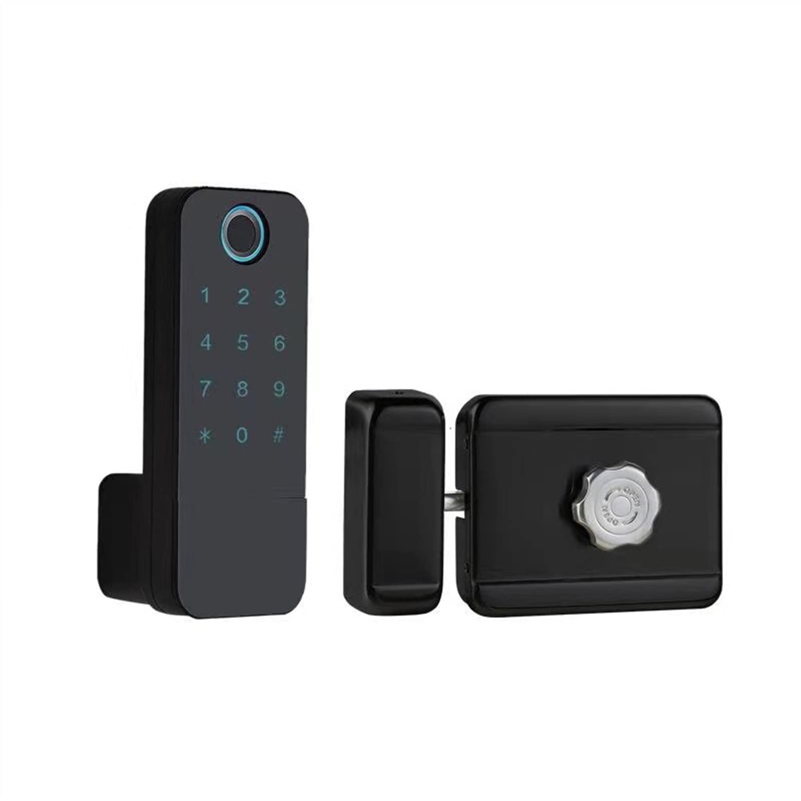 CVFRDD Smart Door Knob, Fingerprint DoorLock Waterproof Outdoor Gate TT Lock Passcode IC Card Keyless Enter Electronic Keyless Entry Door Handle(W8 Black Pull)