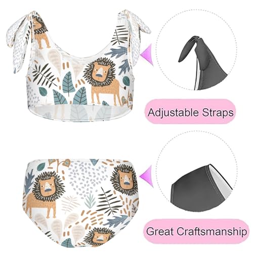 QUGRL Swimsuits for Teen Girls Tropical Jungle Lion Leaves Girls' 2 Piece Bikini Set Swimwear Cute Lion Kids Swimsuit Beach Sport Bathing Suit 11-12 Years2