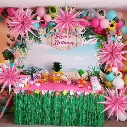 Image of Pink Star Balloons 22 Inch - 8 Pack 4D Foil Balloons with Metallic Stars for Birthday Graduation Decoration
