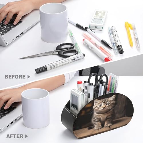 Support de télécommande multifonction et organiseur de bureau 5 cases en cuir