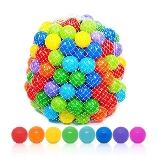 Image of Playz Soft Plastic Mini Ball Pit Balls 500 Count - w/ 8 Vibrant Colors - Crush Proof, No Sharp Edges, Non Toxic, Phthalate & BPA Free for Baby Toddler Ball Pit, Play Tents & Tunnels Indoor & Outdoor