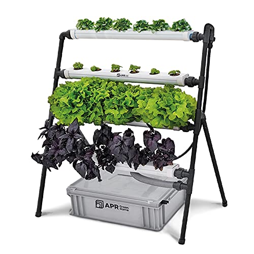 PLANTAWA Système de culture hydroponique Rocket 24, potager d'extérieur, plantes hydroponiques pour légumes, jardin vertical mur ou terrasse, pots avec d'arrosage, Gris