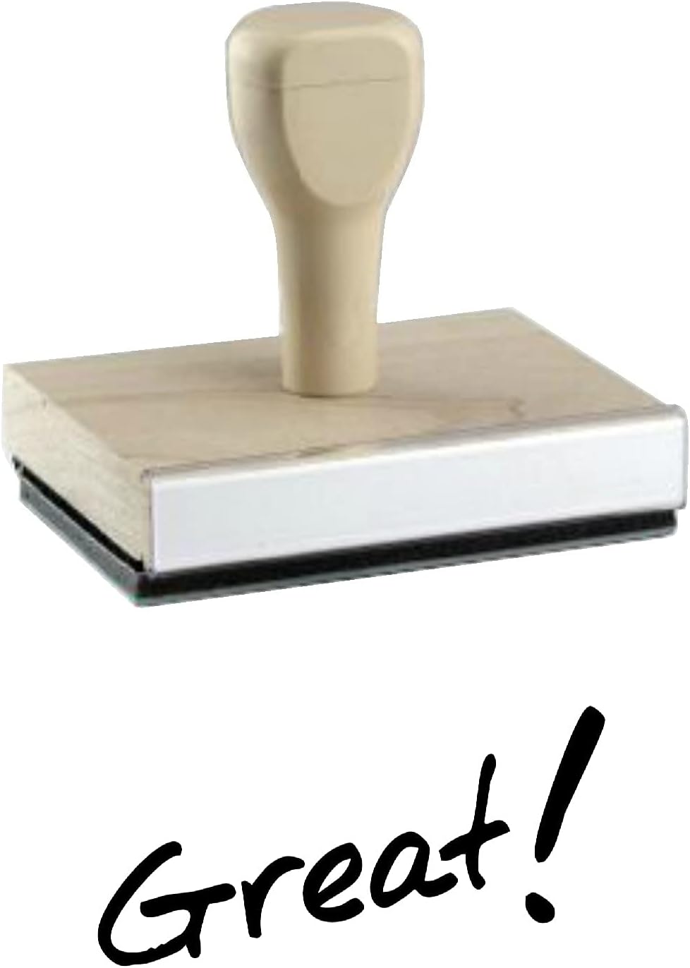 Infusion Great Rubber Stamp, Wood Stamping Block with Plastic Handle, Natural Color, 1 x 2 Inch