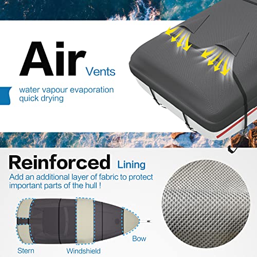 Vinpatio Trailerable Boat Cover, 600D Solution-Dyed Bass Boat Cover, 12-14 Ft Heavy Duty 100% Waterproof Boat Covers Fits V-Hull Runabout Fishing Ski Pro-Style Bass Boats, Beam Width Up To 68" #TOP3