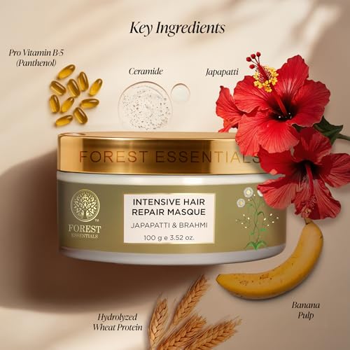 Image of Forest Essentials Ayurvedic Hair Mask Japapatti & Brahmi | For Frizz, Dryness & Damage | Nourishing & Strengthening Hair Treatment