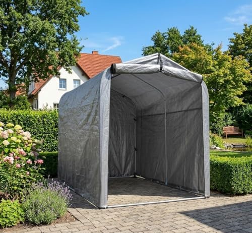 Kapler Fahrradgarage Winterfest für 3 Fahrräder E-Bike & Motorrad: 220x157x195 cm Verzinkter Stahlrahmen Fahrradzelt Wasserdicht Stabil Gerätehaus