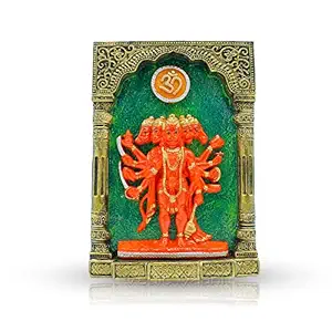 VEDIC VAANI Panch Mukhi 5-Face Lord Hanuman Shri Bajrang Bali Wooden Frame for Door Wall Hanging (1 Pcs)