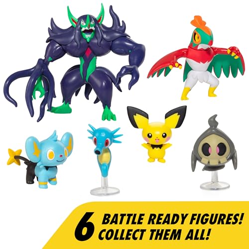 Pokemon PKW3756 Pokémon Figure Battle Ready Set With 4.5 Inch Deluxe Action Grimmsnarl, 6 Pieces - Includes 2 Inch Pichu, Duskull, Shinx, Hawlucha & Horsea - Officially Licensed - Gift For Kids, Boys, Girls & Fans Of Pokemon thumb #1