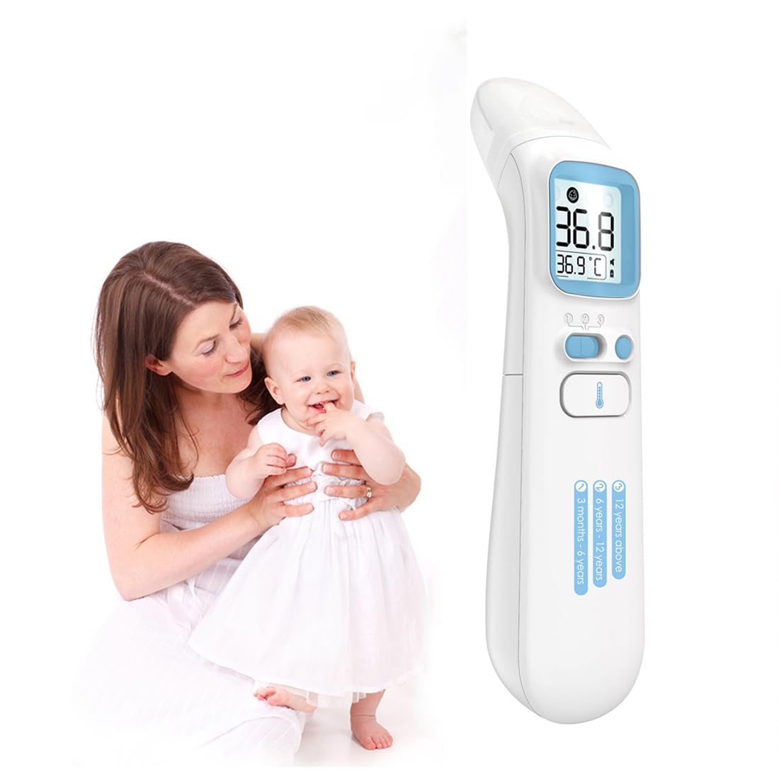 Berührungsloses Infrarot-Fieberthermometer für Stirn & Ohr – 1 Sek. schnelle, präzise Messung ohne Kontakt – hygienisch & zuverlässig – für Babys, Kinder & Erwachsene – ideal für Nacht & Reise