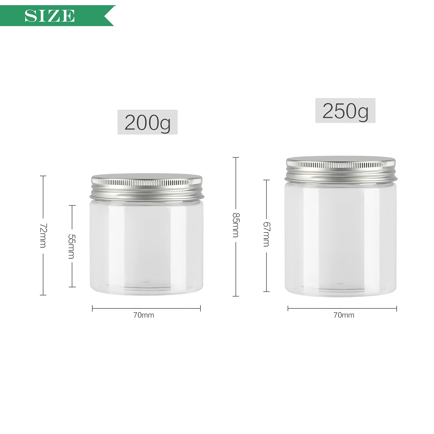 12 Pièces Vides Petit 200 ml Transparent Cosmétique Pot en Plastique avec Couvercle Argent 200 g Pots de Cosmétique Crème de Bouteille Contenant avec 6x Spatules