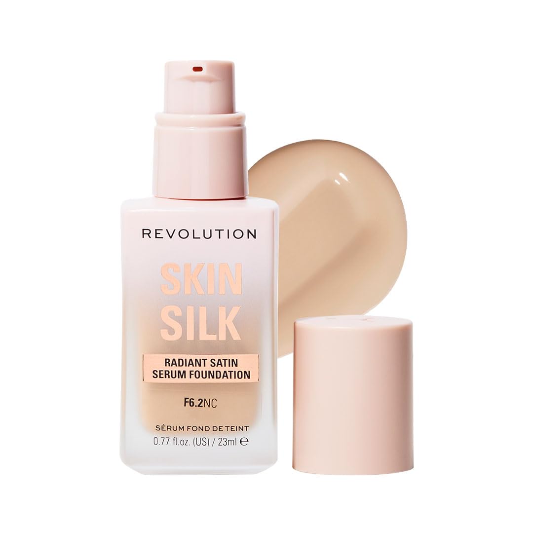 Revolution Beauty, Skin Silk Serum Foundation, Light to Medium Coverage, Lightweight & Radiant Finish, Contains Hyaluronic Acid, (F6.2 NC, 23ml)-image-41