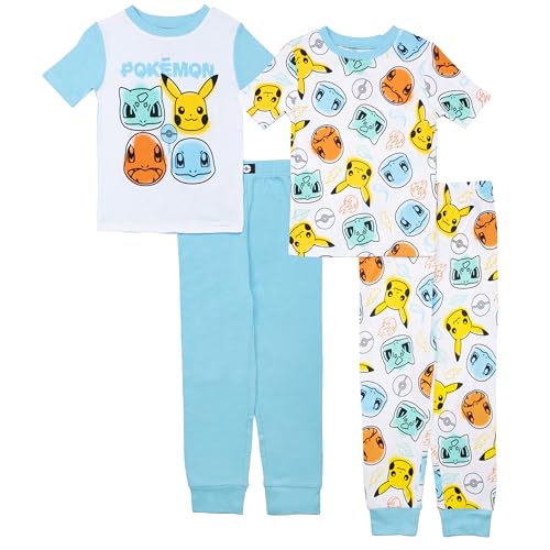 Pokemon boys 4-piece Snug-fit Cotton Pajama Set, Soft & Cute for Kids