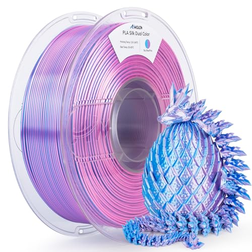Image of AMOLEN Silk PLA 3D Printer Filament, Dual Color Sky Blue Pink PLA 1.75mm, Shiny Color Change Filament 3D Printing PLA Filament for Most FDM 3D Printer, 1kg Spool(2.2lbs)