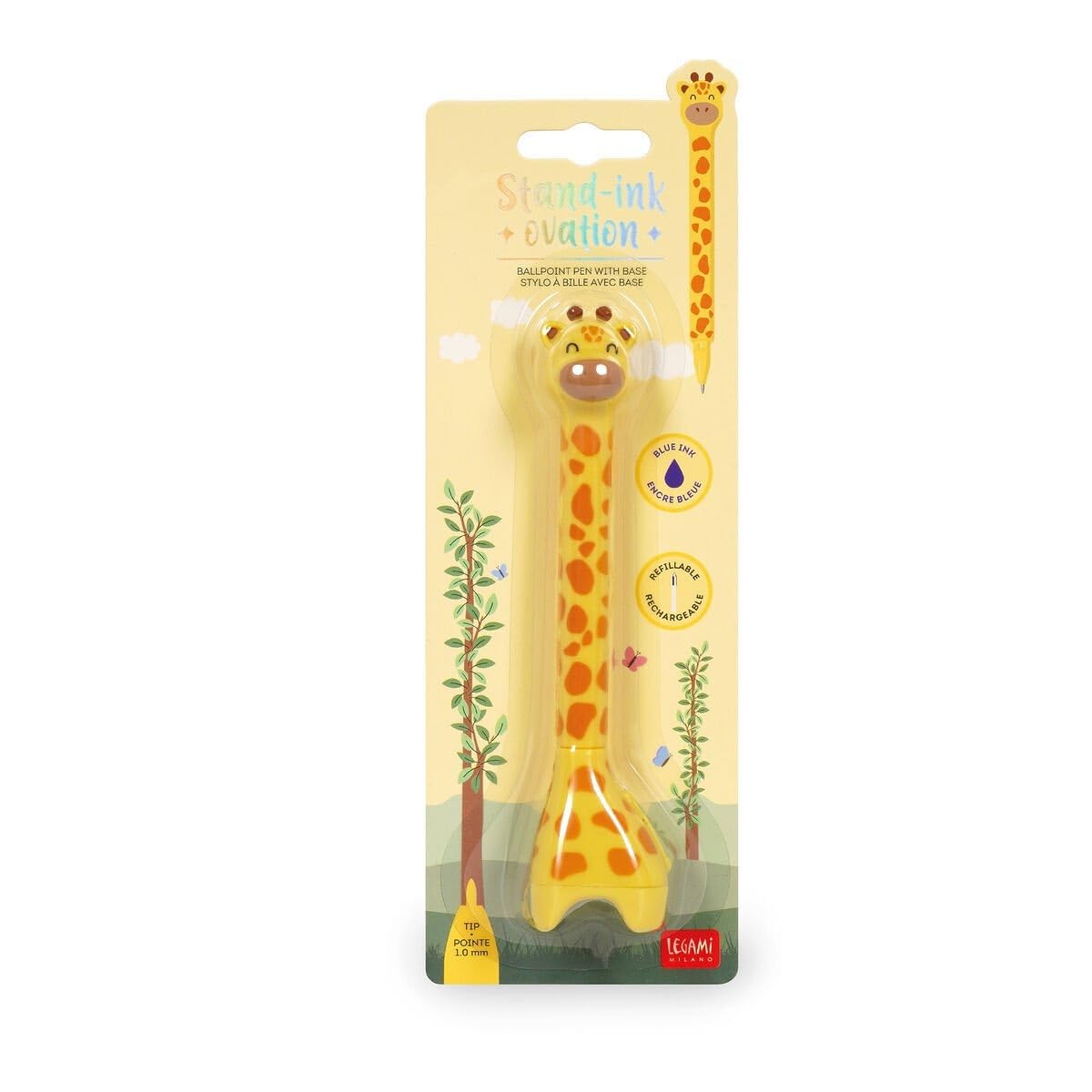 Giraffe Ballpoint Pen with Base - Stand-Ink Ovation - Blue Ink