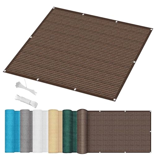 Sonnensegel Atmungsaktiv Rechteckig 120 x 420 cm Hdpe Gewebe Uv-Beständig Zaunblende Schattiernetz Sichtschutznetz Reißfest Meterware für Camping Schwimmbad Zwinger, Braun