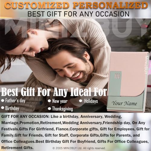 Image of Engraved Your Name Customized On Vertical Card Holder -Luxurious Unisex Design-RFID Blocking Stainless Steel 1 x 10 x 6 cm for Credit|Debit|ATM|Business Visiting Corporate Gift (Pink-PTI)