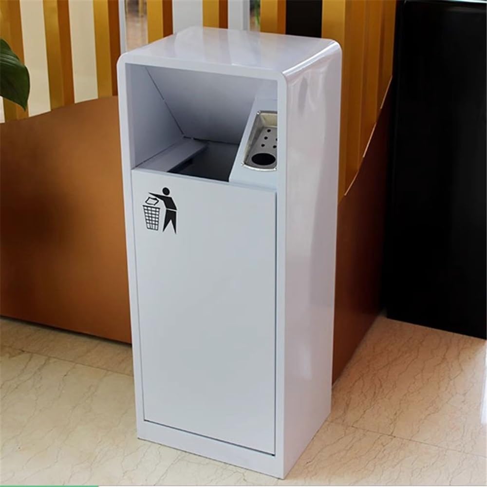 Odpady i recykling Kosz na śmieci komercyjny ze stali ocynkowanej do użytku na zewnątrz, na ulicy, w miejscach publicznych Patio(Biały)