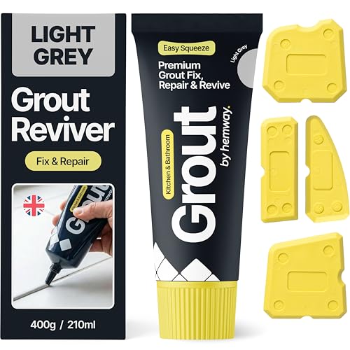 Hemway Light Grey Grout Reviver Kit 400g with 4 Piece Profiling Tool Kit