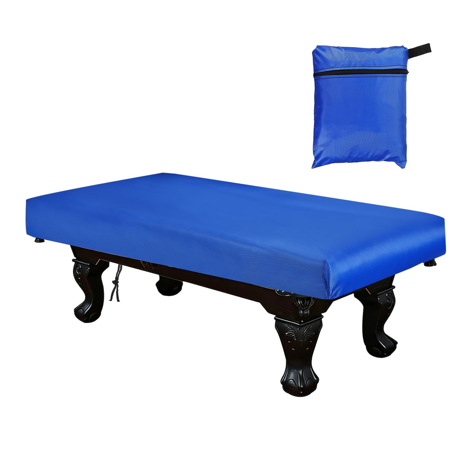 YELARXI Billiard Pool Table Cover, Waterproof Dustproof Billiards Accessories with Storage Bag, 8 ft & Oxford & Silver-Plated & Blue - Fitting for(Snooker Billiard Table/Outdoor/Indoor)