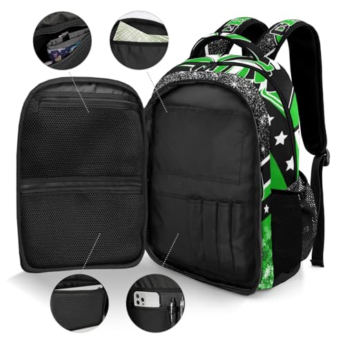 Cheer Bag Cheerleading School Backpack Shoulders Bookbag for Training Competition(Green)4