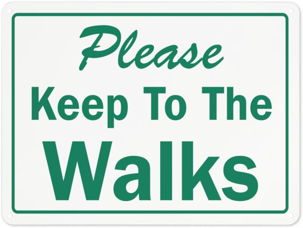 Warning Notice Keep Off Grass Please Keep to The Walks Rust Free Aluminum Tin Sign - Traffic Safety Decor with Pre-Drilled Holes for Workplace, Garden - 12x8 Inch​