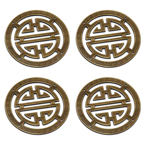 Tiazza 4Pcs Antique Brass Decorative Round Corner Protectors Wooden Jewelry Box Cabinet Drawer Copper Accessories