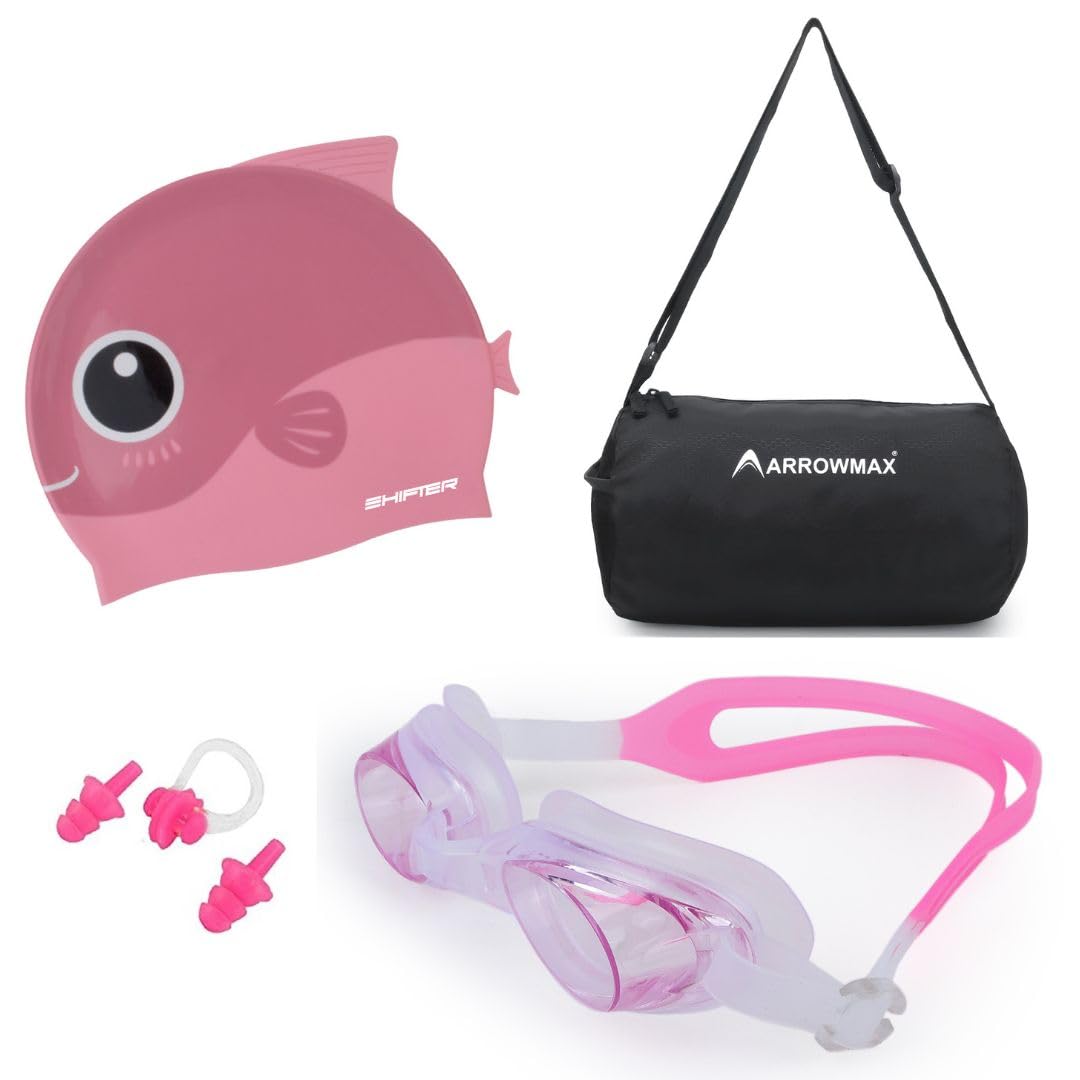 ArrowMax kids swimming kit combo with 100% Silicone Anti Fog Swimming Goggles,Cap,Earplug & Noseplug, carry bag |. Easy to carry and skin friendly (Blue) (B0CZHNDD7Z) Amazon Price History, Amazon Price Tracker