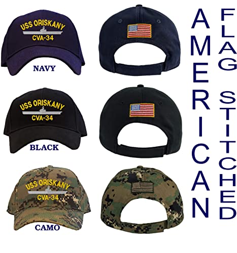 Gorra de béisbol bordada USS Oriskany CVA-34 azul marino miniatura 2