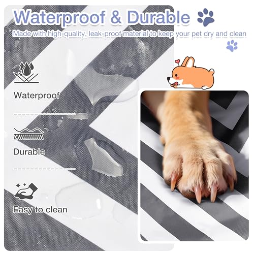 Pawsse Wasserdicht Hundedecke für Unterwegs 80 x 60cm, Outdoor Hundematte Waschbar Hundekissen zum Mitnehmen, Faltbare Hundebett für Reise Auto Camping, Streifen