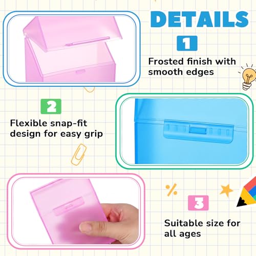Image of Clabby 4 Pcs Clear Plastic Crayon Boxes Hold 24 Count, Blue,Pink