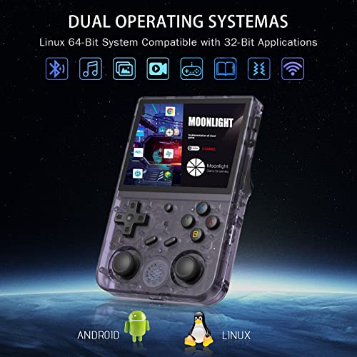 RG353V Handheld Game Console with Dual OS Android 11 and Linux, Retro Handheld Game Console Built-ind 64G TF Card 4556 Games, Support 5G WiFi 4.2 Bluetooth, Streaming and HDMI 3.5 Inch (RG353V Purple)