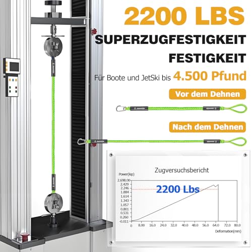 Bungee Boat Dock Line mit 316 Edelstahlclip Bootszubehör,122cm Anlegeleine für Boote, PWC, Kajak, SeaDoo, Jetski, Ponton, Motorboot Integrierter Snubber(2 Stück Grün)