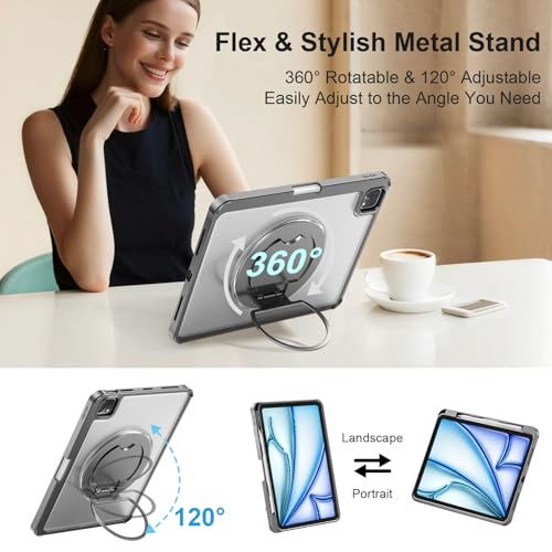 Image of Keyboard Case for iPad Air 11 inch (M4 /M3 /M2, 2026 /2025 /2024), Air 5 /4th Gen 10.9 inch & Pro 11, Detachable Wireless Keyboard, Backlit,120 Metal Stand, Trackpad, Stylus Holder, Sleek for A16 11 /10th(Gray)