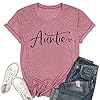 Auntie-T-Shirts-Women-Cute-Aunt-Gift-Tee-Shirts-Funny-Graphic-Casual-Short-Sleeve-Tee-Top Auntie T Shirts Women Cute Aunt Gift Tee Shirts Funny Graphic Casual Short Sleeve Tee Top Dark Pink