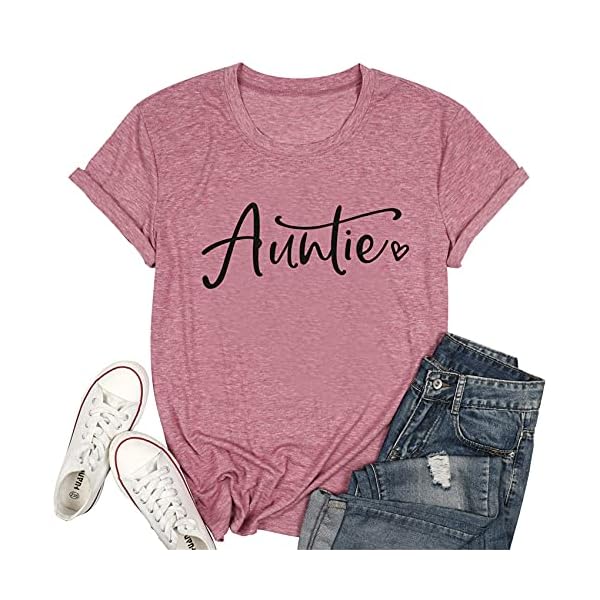 Auntie-T-Shirts-Women-Cute-Aunt-Gift-Tee-Shirts-Funny-Graphic-Casual-Short-Sleeve-Tee-Top Auntie T Shirts Women Cute Aunt Gift Tee Shirts Funny Graphic Casual Short Sleeve Tee Top Dark Pink