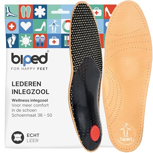 biped Premium orthopedische inlegzolen van echt leer – Voetboogondersteuning met voorvoetkussen en hielcup – Comfortzolen voor verlichting van voetpijn z1706(39)