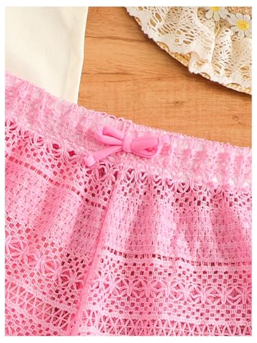 Image of Milumia Girl's Crochet Swim Cover Up Hollow Eyelet Shorts Bikini Coverup Vacation Outfits