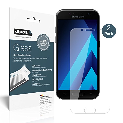 dipos I 2X Displayschutz klar kompatibel mit Samsung Galaxy A5 (2017) Schutzfolie 9H Anti-Shock
