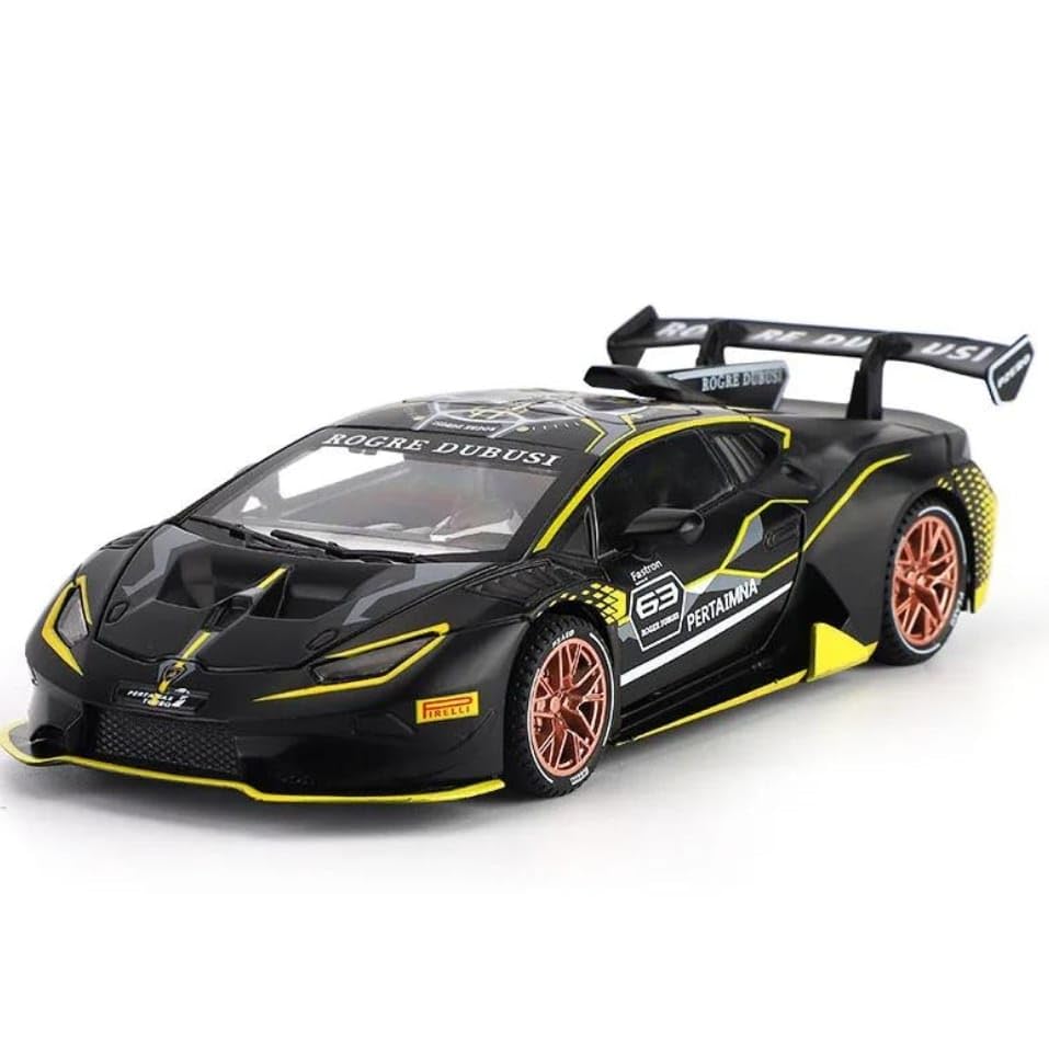 Image of 1:32 Huracan ST EVO Die-Cast Alloy Metal Sports Car Model with Openable Doors, Hood & Trunk, Pull Back Action, LED Lights & Sound Toy Car for Kids Boys Girls & Collectors (Racing Edition)