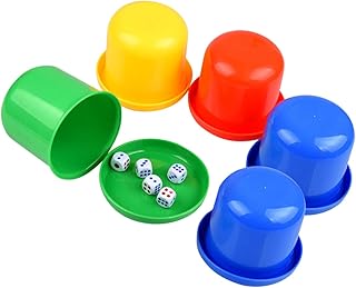 CIYODO 5 Pçs Conjuntos De Pôquer Conjunto De Jogo Dados De Pôquer Dados Engraçados Jogo De Dados Dados De Cassino Para Empilhar Forro Base De Ponto De Plástico D6 Empilhamento De Copos