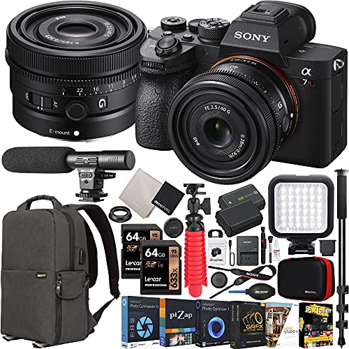 Sony A7R Iv Mirrorless Full Frame Camera Body + Sony Fe 40Mm F2.5 G Compact Lens Sel40F25G + Ilce-7Rm4/B Bundle With Deco Gear Photography Backpack Case + Microphone + Led + Monopod And Accessories #TOP23