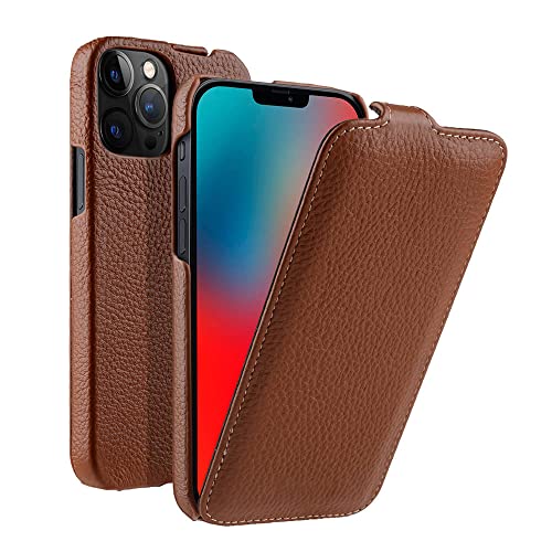 Étui anti-rayure iPhone 12 Pro en cuir véritable avec rabat vertical robuste
