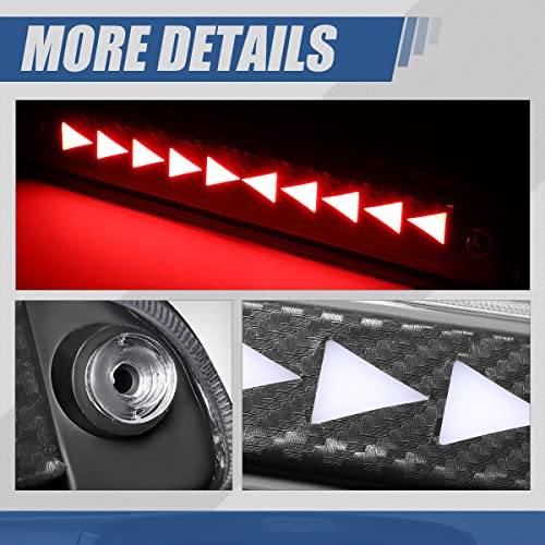 Image of Auto Dynasty LED Third Brake Light for 93-16 Ford Ranger F-250 Super Duty | 3rd Brake Light for 93-16 F-250 F-350 F-450 F-550 Ranger Sport Trac B-Series, Carbon Fiber Pattern Triangle Sequential