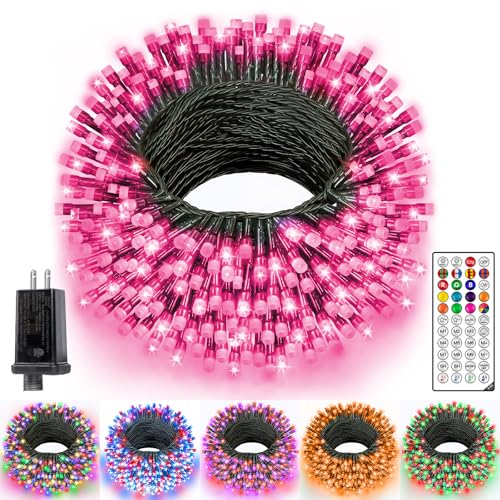 Ollny RGB Color Changing String Lights 400 LEDs 131 FT, 130 Modes Color Changing Christmas String Lights with Remote, Timer & Waterproof, Outdoor Xmas Lights for Thanksgiving Day House Holiday Decor