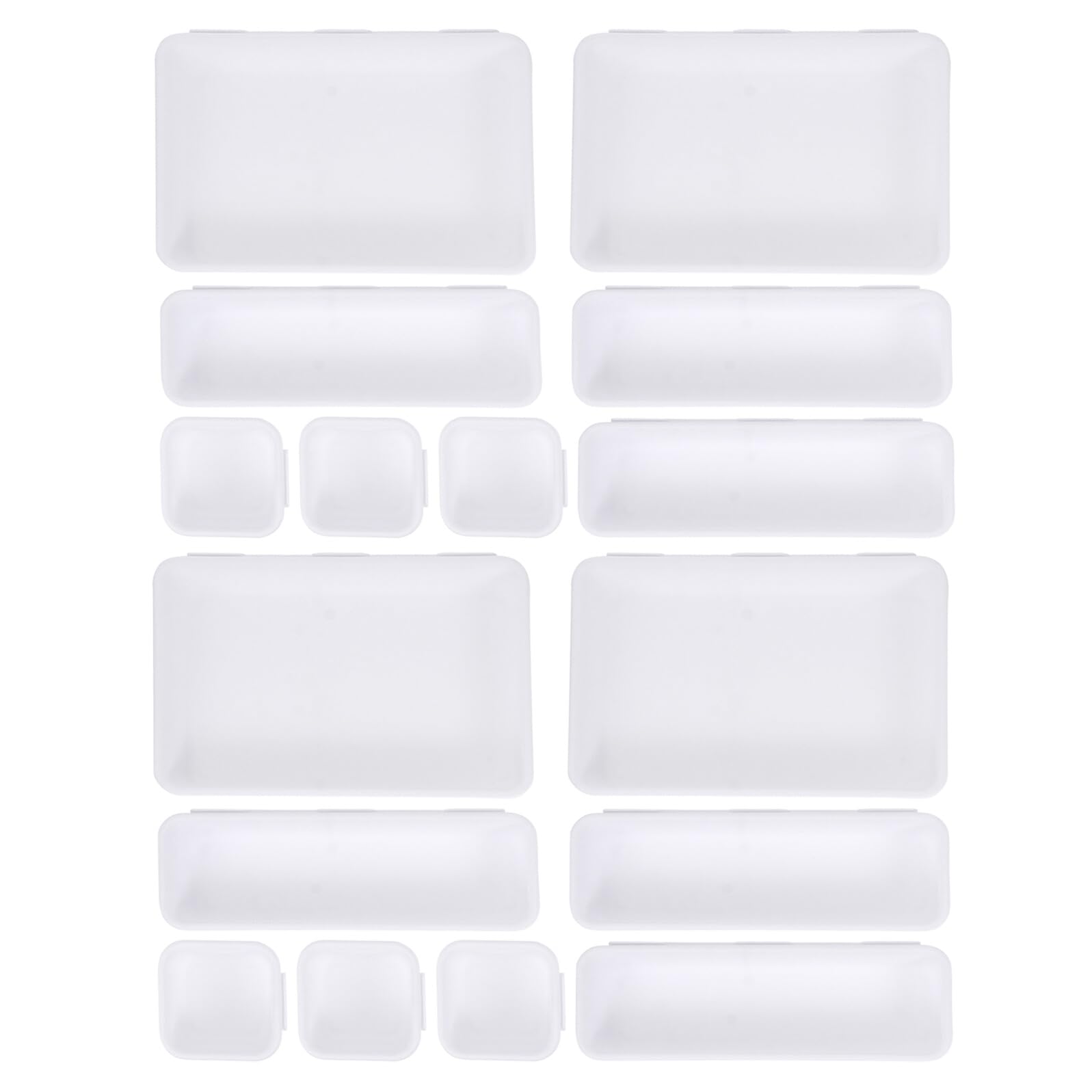Homoyoyo Organizer per Cosmetici da Scrivania 16 Pezzi in Plastica Bianca, Scatole Portaoggetti Modulari per Cassetti Bagno e Toletta, Contenitori Impilabili per Trucchi e Profumi,