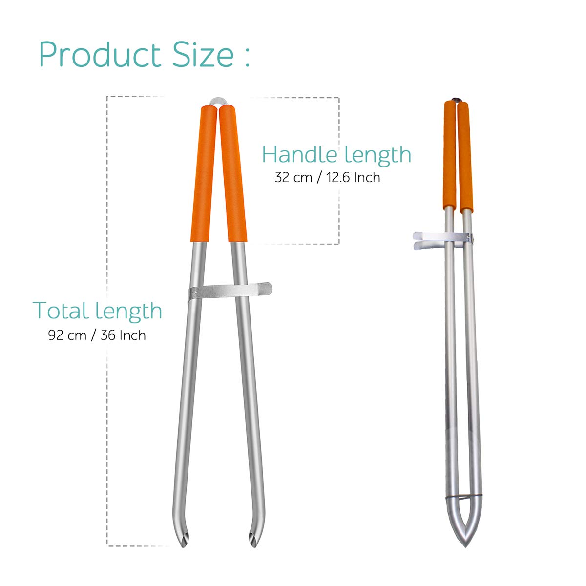 EJG Pinza raccoglitrice Lunga per rifiuti e immondizia, in Alluminio Leggero e antiruggine, per Anziani, Pinza per Giardinaggio, 91,4 cm (Arancione)