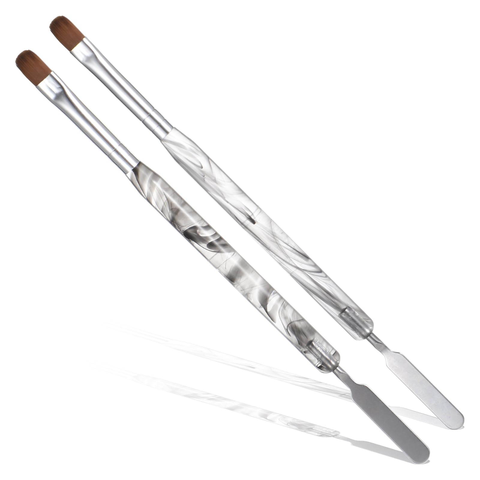 2 Pcs Dual-Ended Professional Gel Acrylic Nail Art Brush French Nail Brush with Stirring Rod Manicure Clean up Brushes Manicure Design Brushes