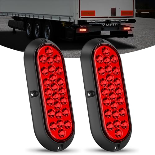Image of Nilight 6Inch Oval Tail Light 2PCS Red 24LED Running Stop Brake Turn Surface Mount Marker Light Sealed IP67 Waterproof Taillight for 12V RV Camper Caravan Truck Trailer Bus